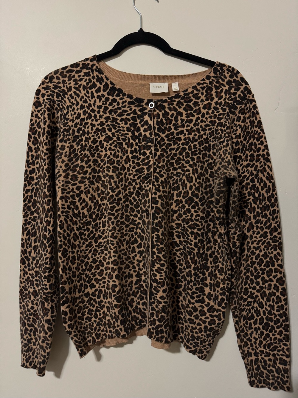 Cyrus Leopard Print Button-Front Cardigan - Brown & Black